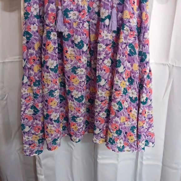 Skies Are Blue Women's M Floral Midi Dress V-neckline, dress flows, party dress - Picture 3 of 13